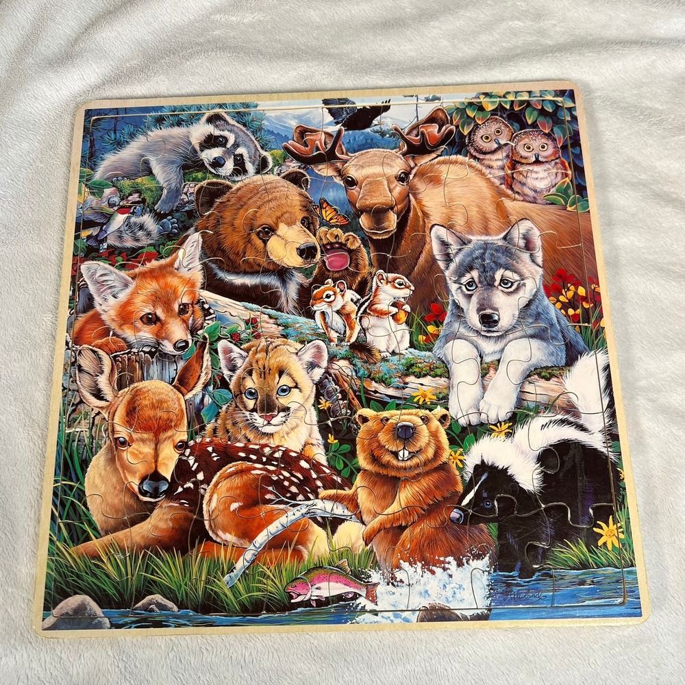 Woodland Animals Wooden Learning Puzzle 12x12 Educational Wildlife Nature